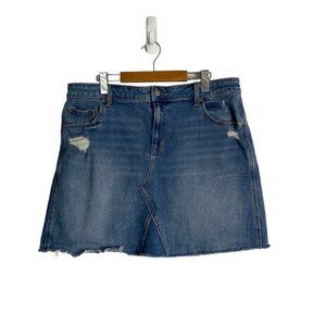 Old Navy Women's Medium Indigo Distressed Mini Denim Skirt